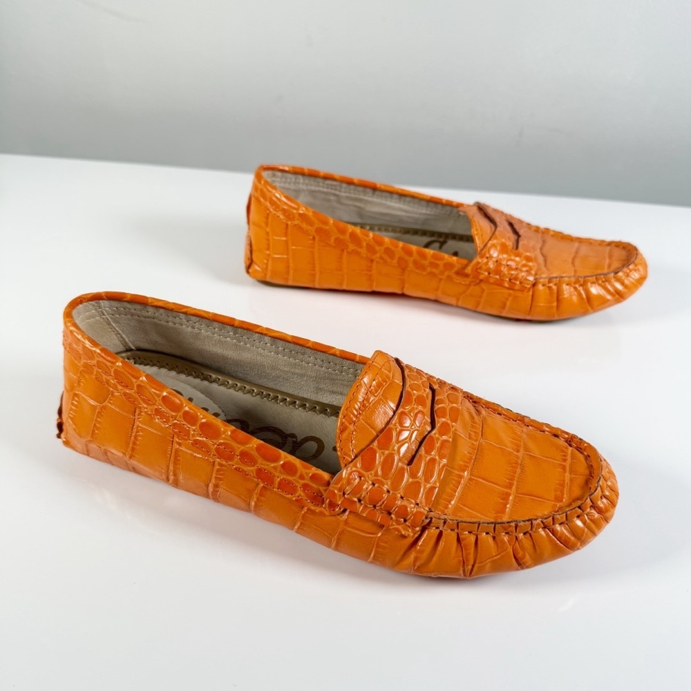 Sam Edelman Filly Leather Croc Loafers 5.5